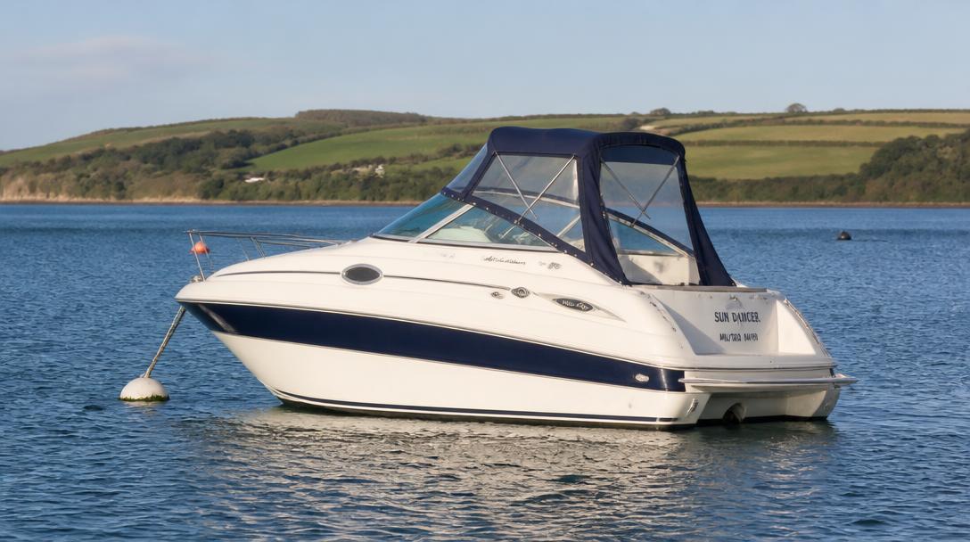Sea Ray 215 Weekender moored on calm water in Milford Haven